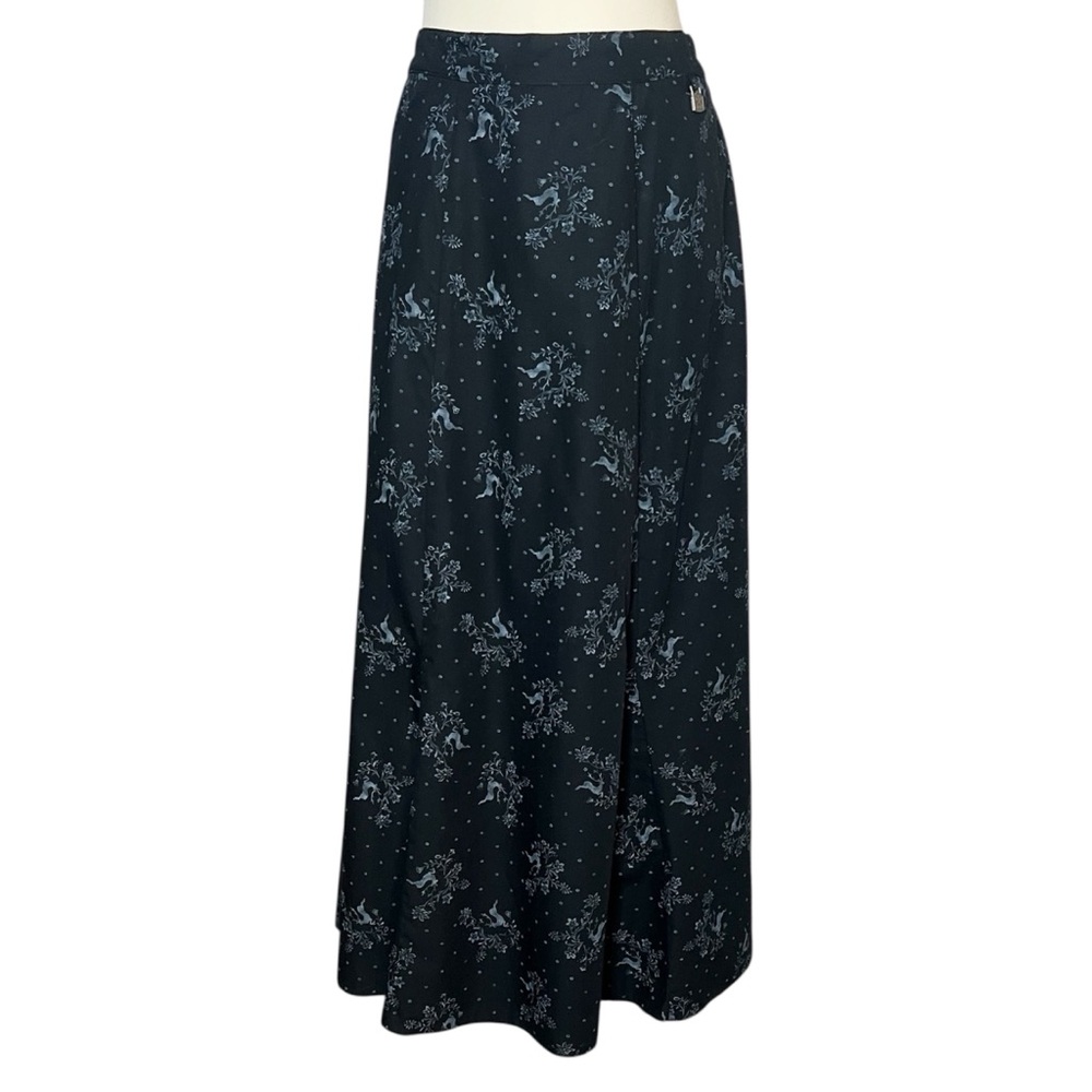 Hammerschmid floral stag print navy blue maxi skirt size 46 (14-16)